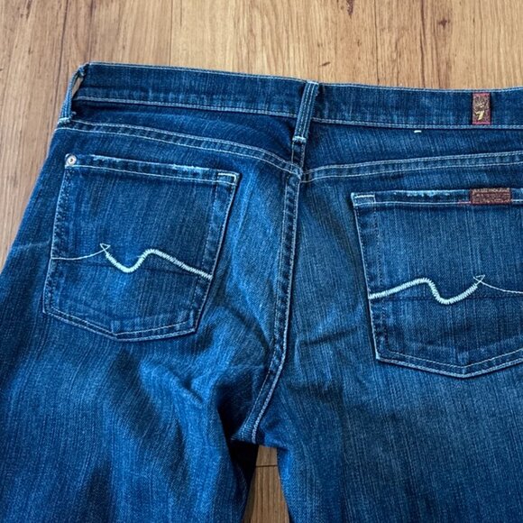 7 For All Mankind- Women's Straight Leg Stretchy Blue Jeans (Size 50) - Picture 7 of 8